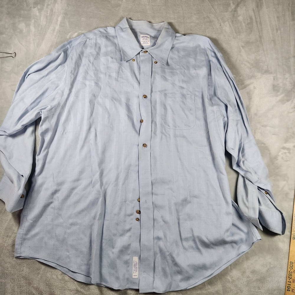 Brooks Brothers Men's Blue Gingham Check Non-Iron Button Down Long Sleeve Shirt